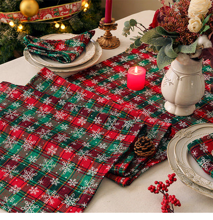 Red Checked Holiday Table Decoration Runner