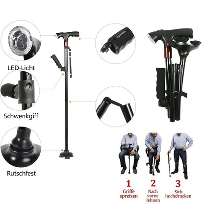 Portable LED Walking Stick with Alarm
