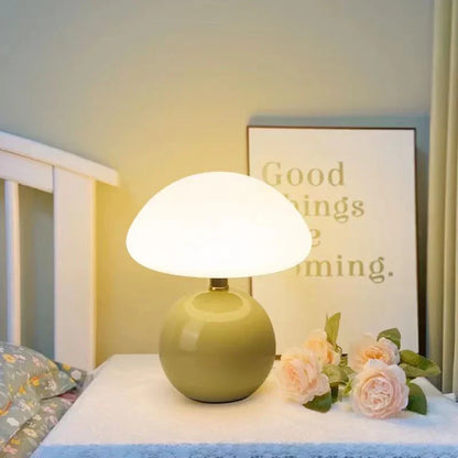Rustic White Mushroom Table Lamp