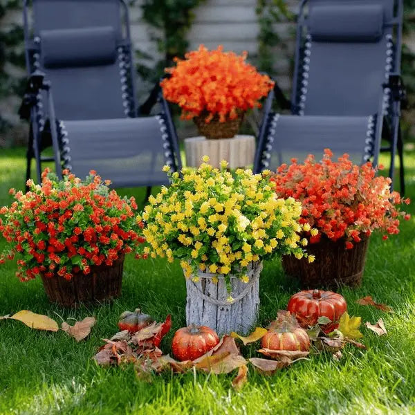 Durable Outdoor Fake Flowers - 7 Pack Realistic Blooms