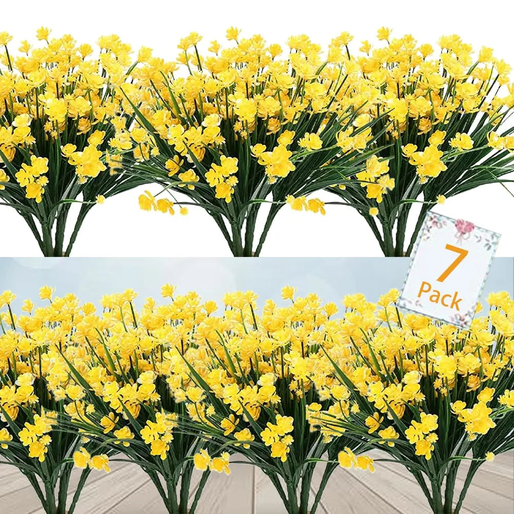 Durable Outdoor Fake Flowers - 7 Pack Realistic Blooms