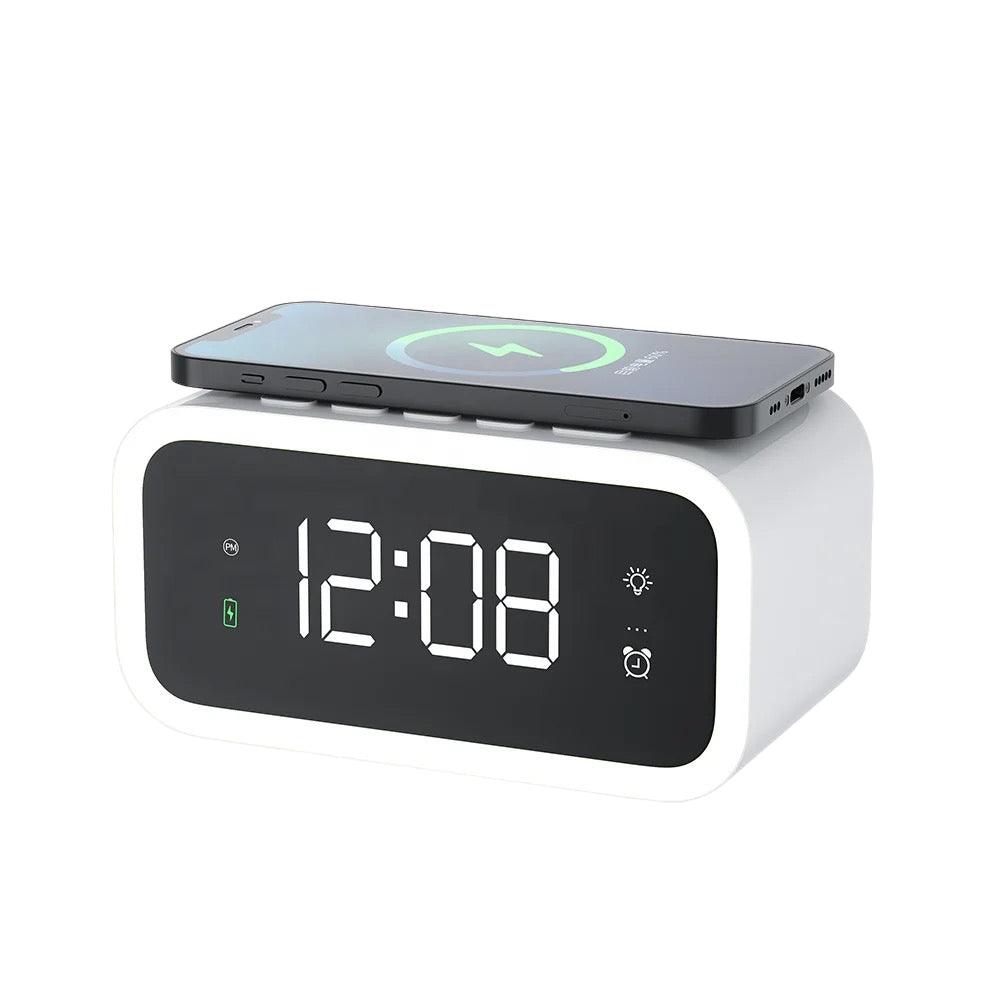 Compact Dual Alarm Clock with Fast Wireless Charging