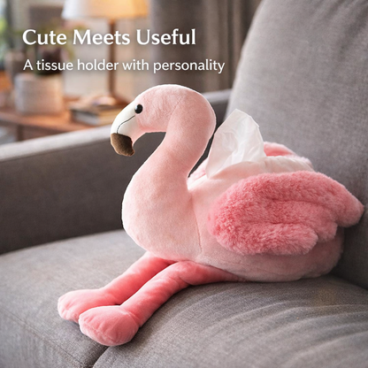 Plush Flamingo Tissue Box Holder