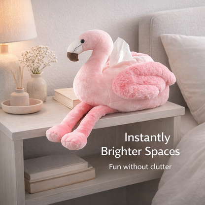 Plush Flamingo Tissue Box Holder