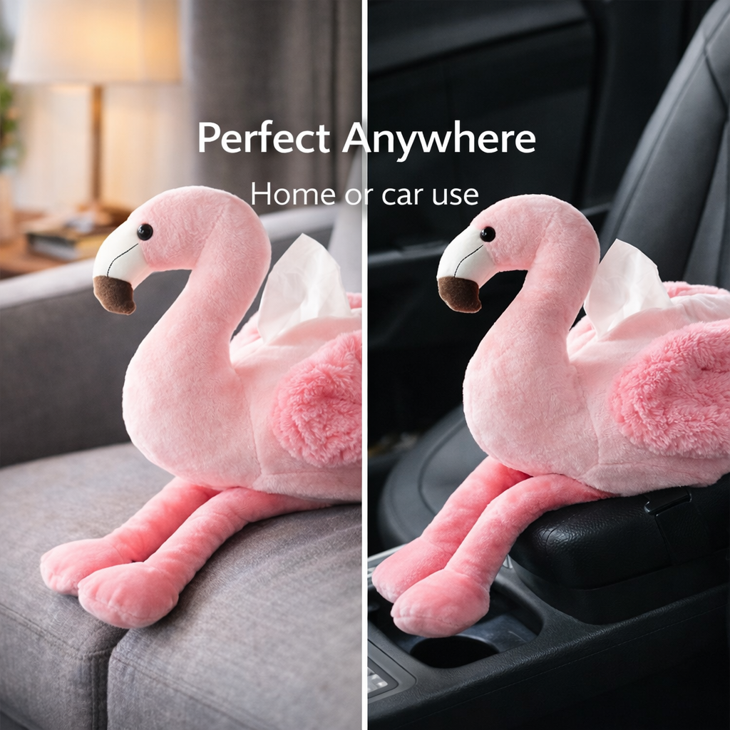 Plush Flamingo Tissue Box Holder
