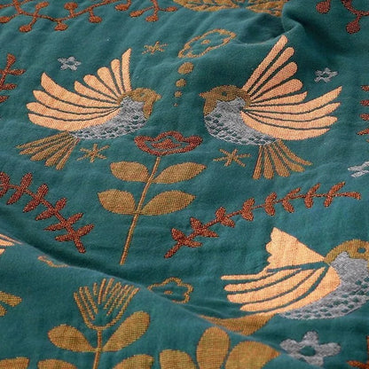 Cozy Reversible Bird Pattern Throw Blanket