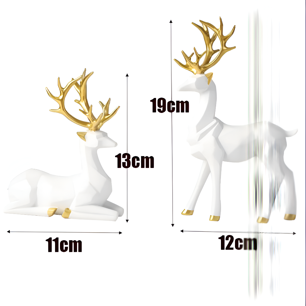 Stylish Reindeer Figurine Set – 2pc Decorative Resin Ornaments