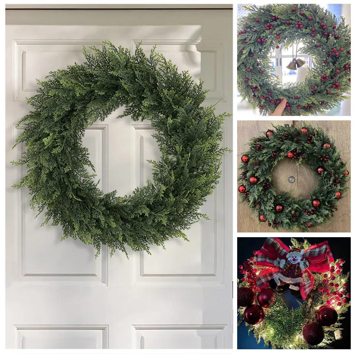 Artificial Cedar Wreath Evergreen Home Decor 30cm