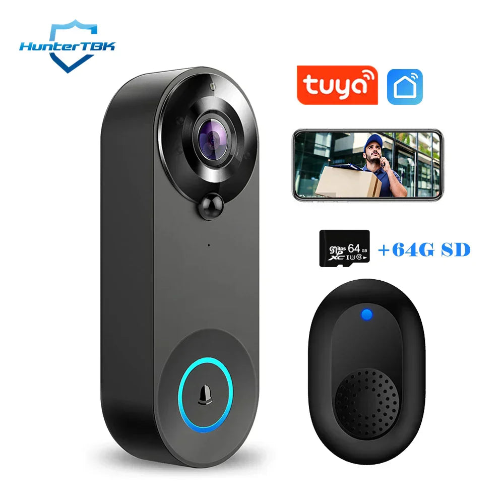 Wi-Fi Video Doorbell with Night Vision and Motion Alert