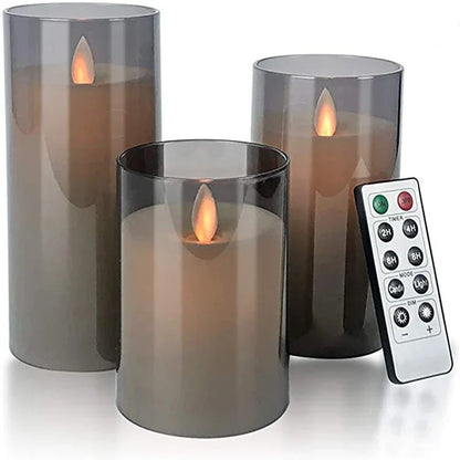Warm LED Glass Candle Set with Remote Control