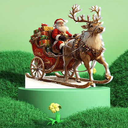 Santa Claus Reindeer Sleigh Acrylic Christmas Decoration