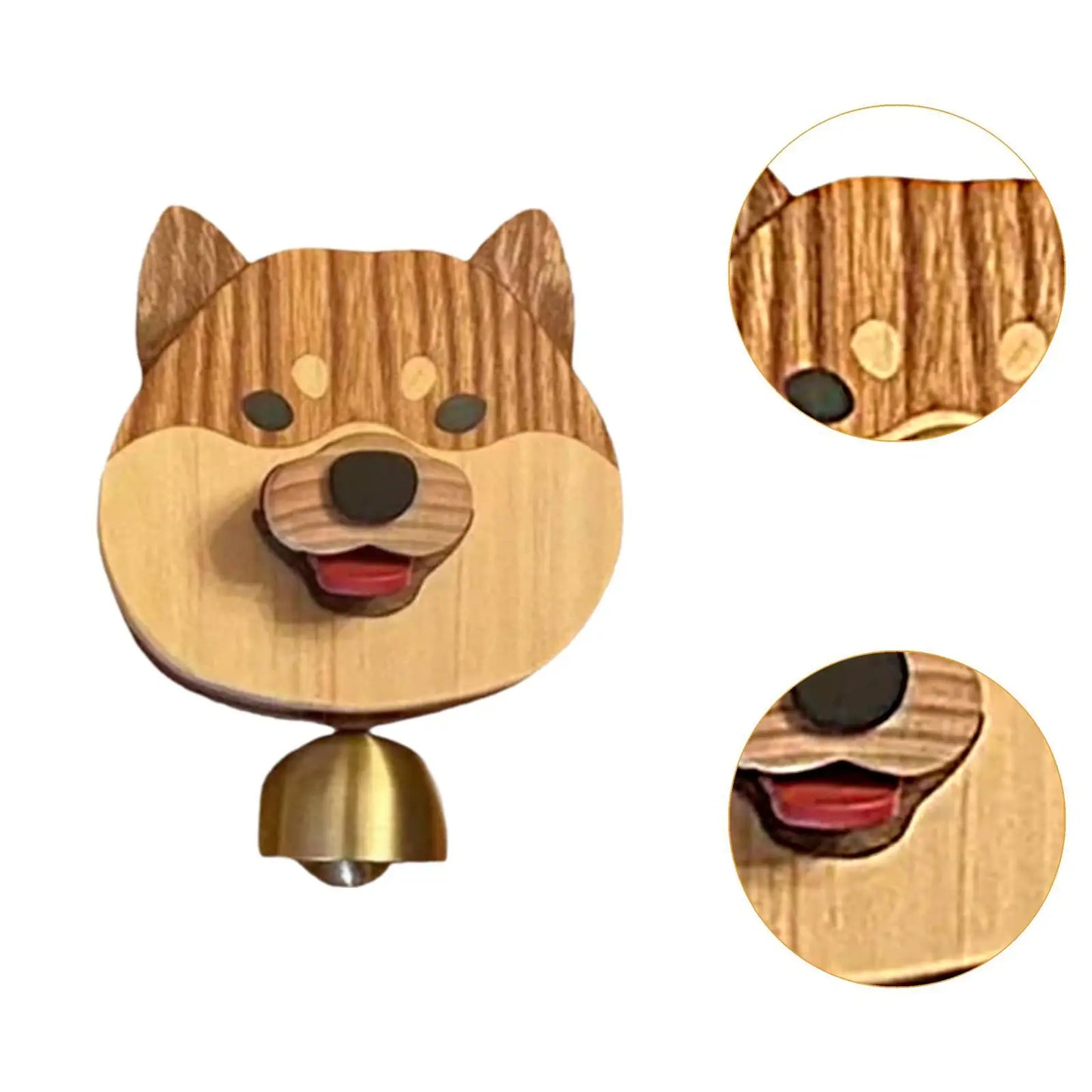 Fun Shiba Dog Doorbell Wood Button
