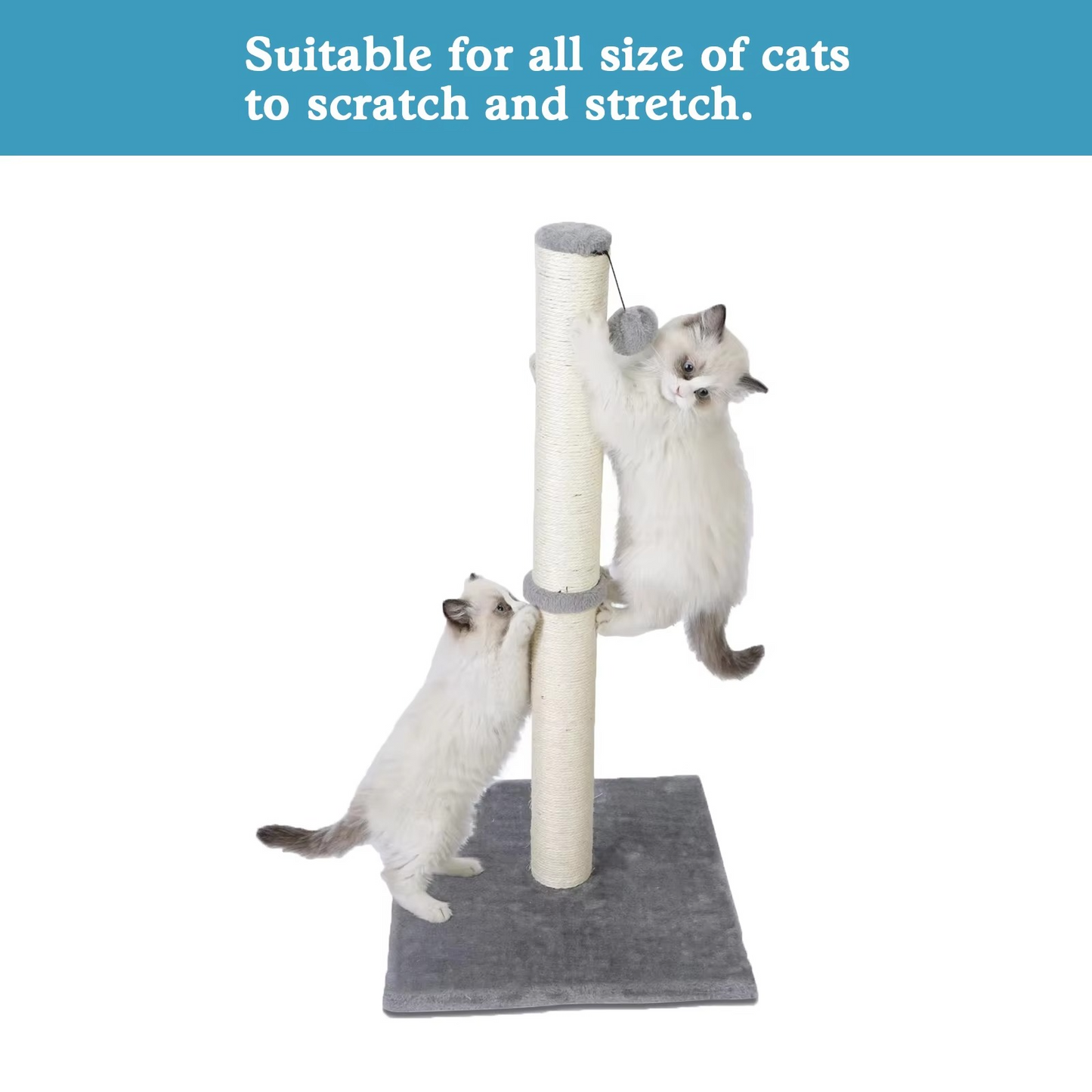 Pet Cat Tower Scratcher with Hanging Toy Ball
