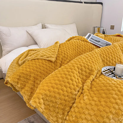 Plush Checked Blanket Soft Warm Throw for Home
