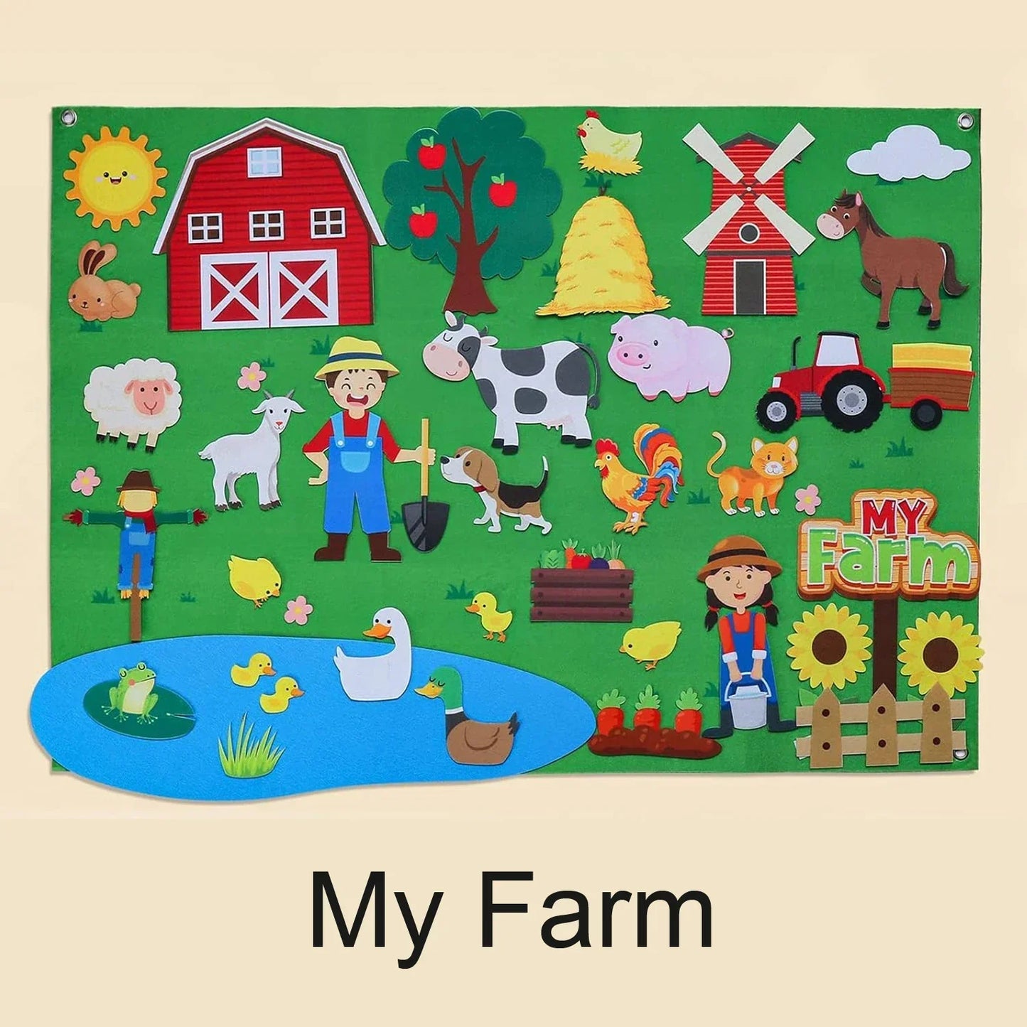 Educational Farm Animal Play Felt Board Set