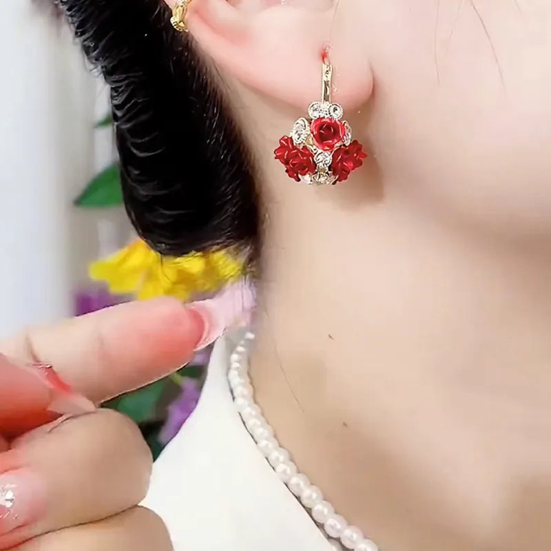 Beautiful Pink Crystal Drop Earrings