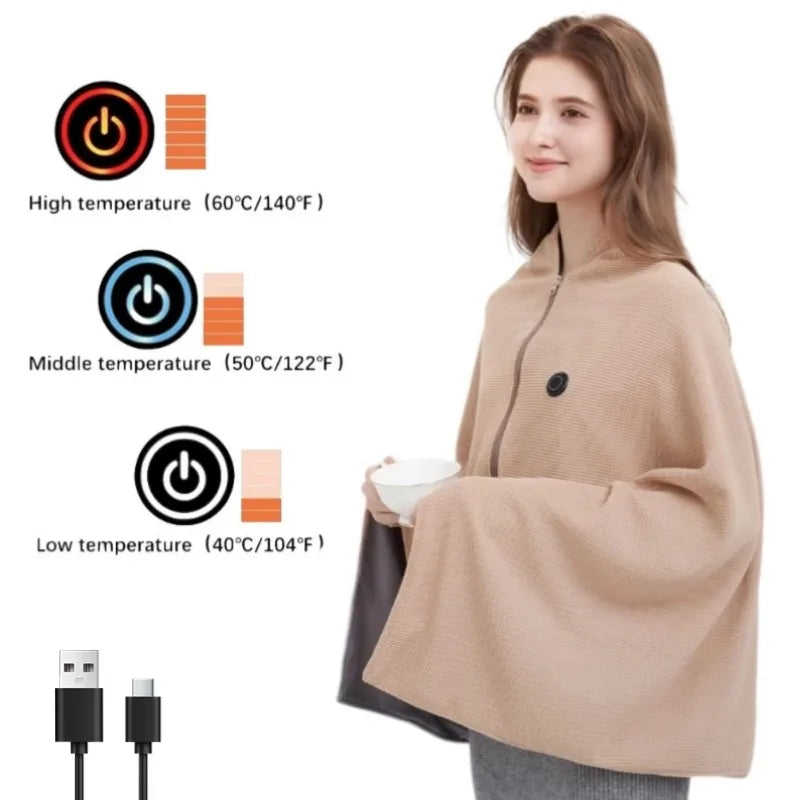 Soft Wearable Electric Heated Blanket with 3 Heat Settings
