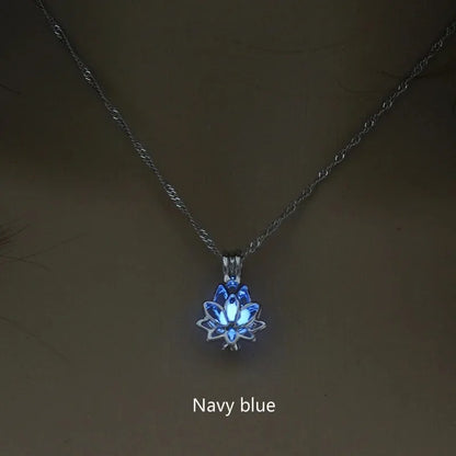 Glowing Moonlight Lotus Pendant Necklace