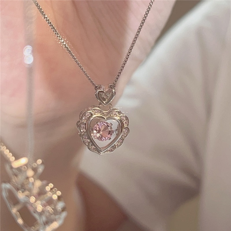Sparkling Crystal Heart Necklace Pendant - Yeezlab