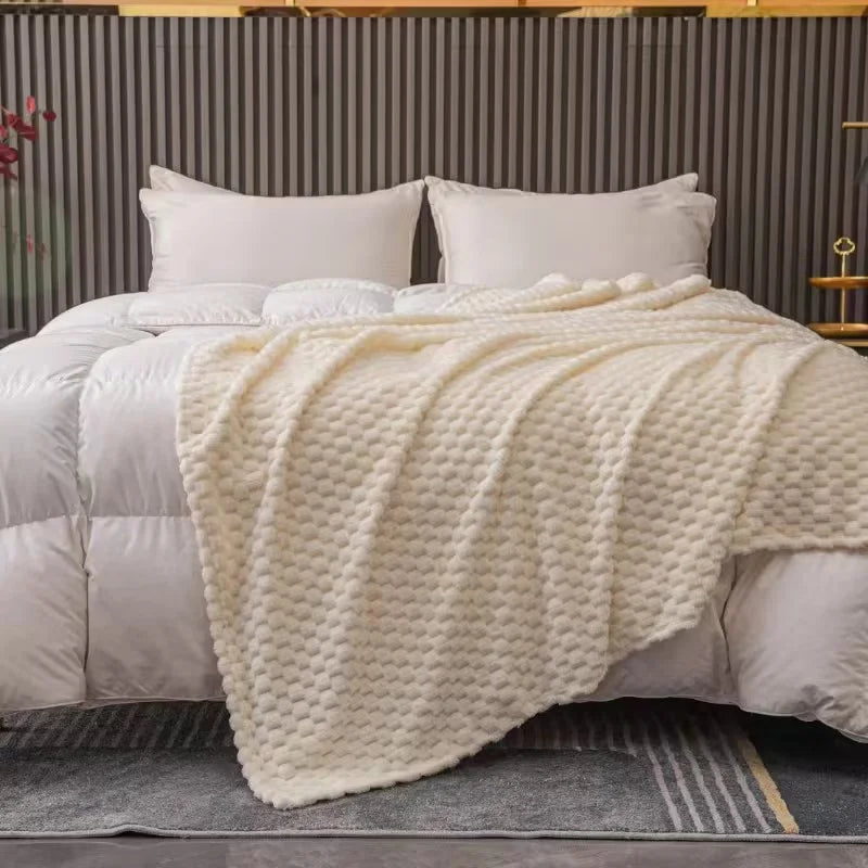 Plush Checked Blanket Soft Warm Throw for Home