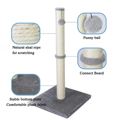 Pet Cat Tower Scratcher with Hanging Toy Ball