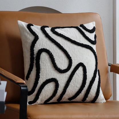 Cozy Chenille Pillow with Modern Geometric Pattern