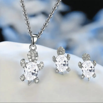 Sea Turtle Good Luck Necklace Earrings Set - Yeezlab