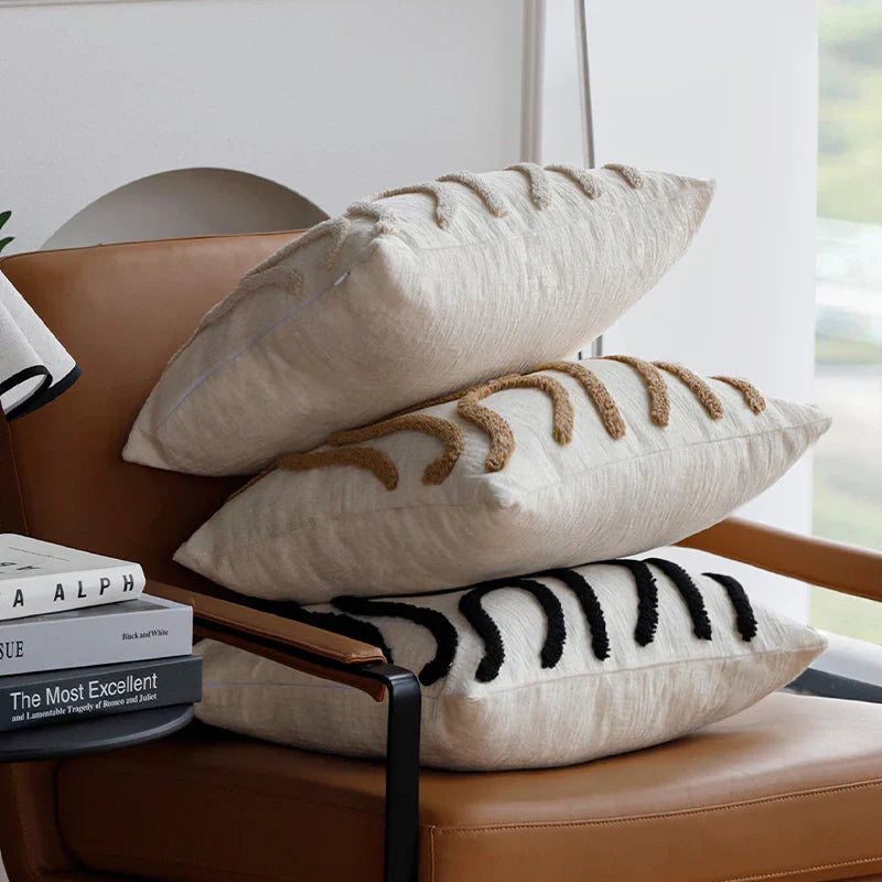 Cozy Chenille Pillow with Modern Geometric Pattern