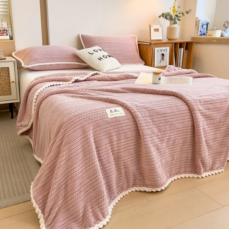 Cozy Plush Throw Blanket Soft Checkered Design