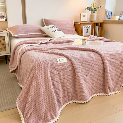Cozy Plush Throw Blanket Soft Checkered Design