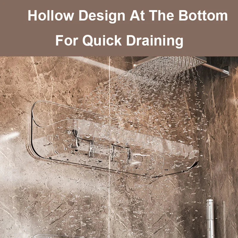 Stick On Clear Wall Shelf for Bathroom and Kitchen