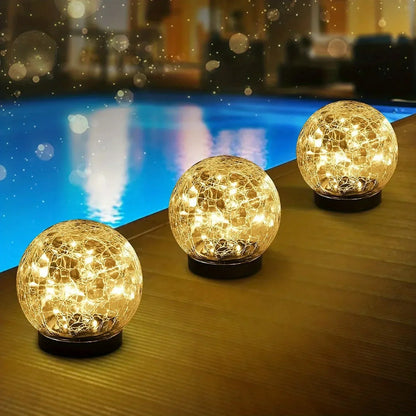 Solar Powered Glass Globe Outdoor Lamp
