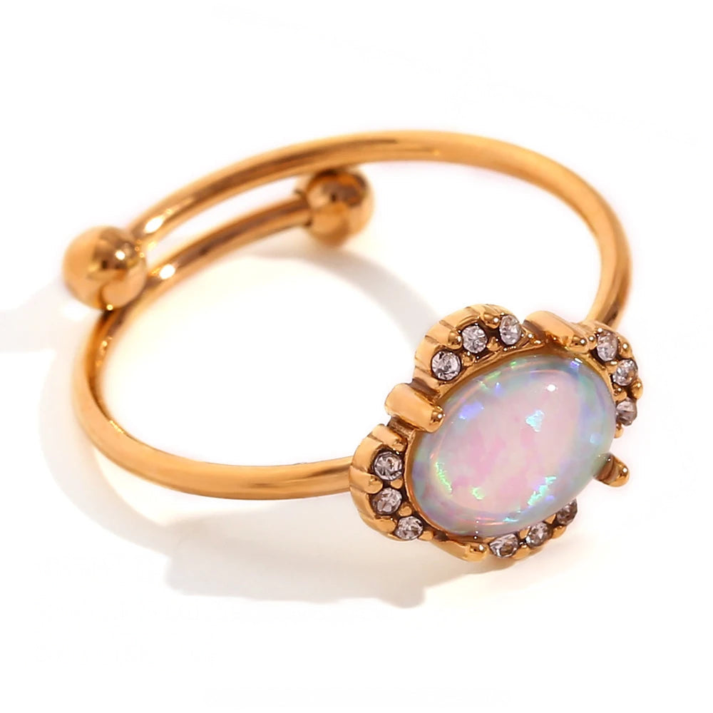 Sparkly Opal Adjustable Statement Rings - Yeezlab