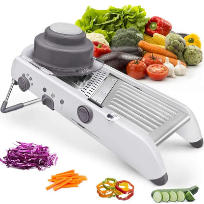Easy Use 18-in-1 Veggie Slicer with Sharp Steel Blades