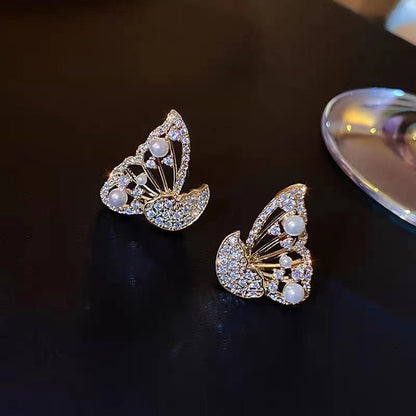 Sparkly Crystal Korean Butterfly Fashion Earrings