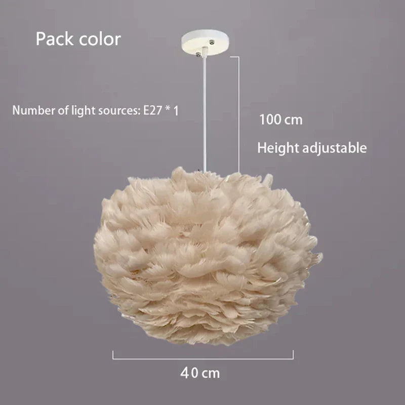 Fluffy White Goose Down Hanging Lamp
