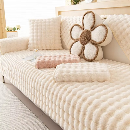 Soft Faux Fur Sofa Cover with Non Slip Bottom