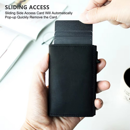 Slim RFID Leather Wallet with Card Slot & Tracker Pocket