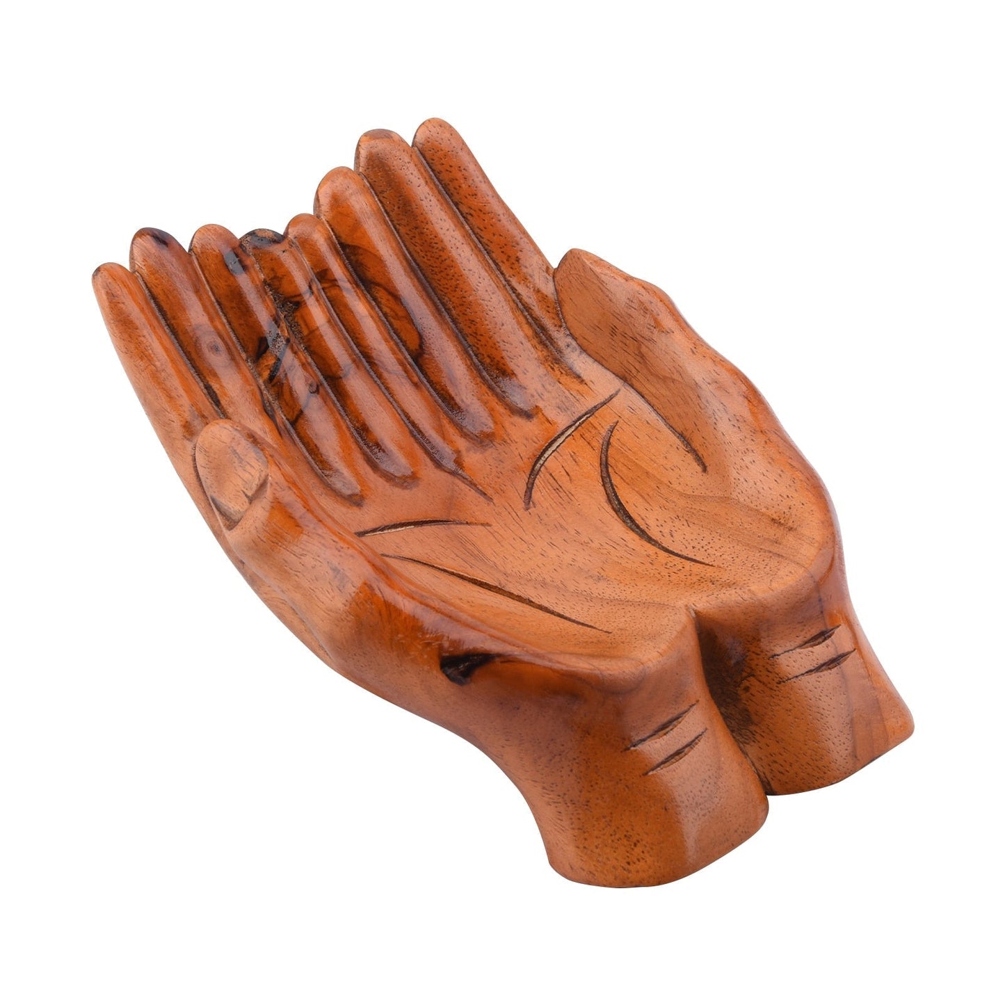 Handcrafted Wooden Prayer Hand Candy Dish Home Decoration