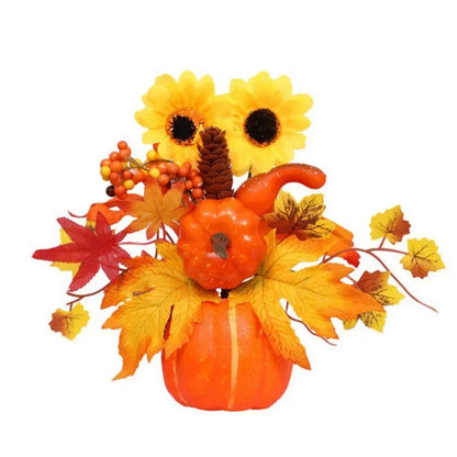 Fall Decorative Pumpkin with Silk Flowers