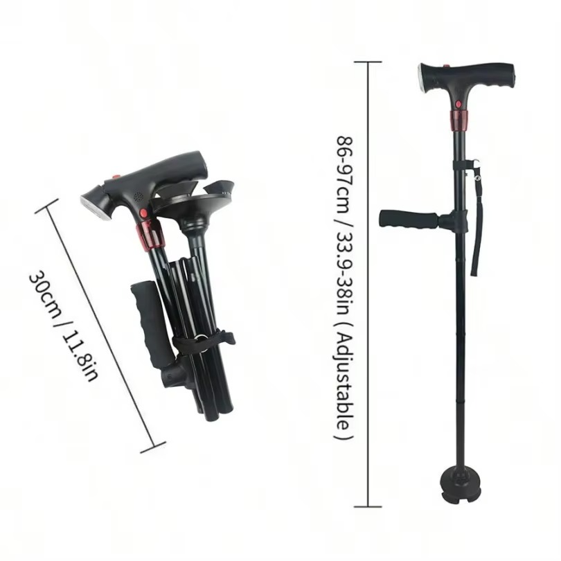 Multi-Functional Foldable LED Walking Cane