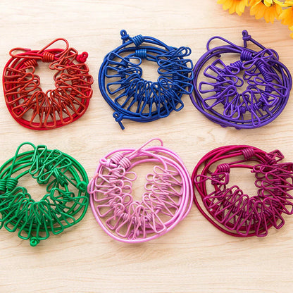 Portable Compact Travel Laundry Line with Clips