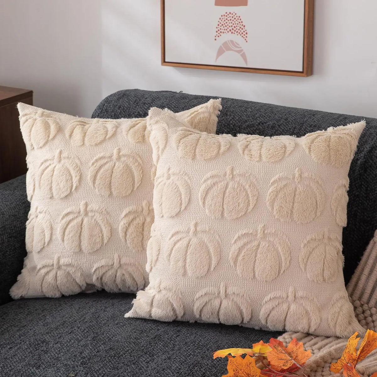 Soft Faux Fur Autumn Throw Pillow Cover
