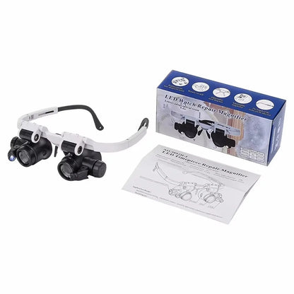 Adjustable LED Magnifier Glasses - 8x, 15x, 23x Lenses