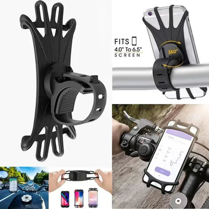 Flexible Bike Phone Mount 360 Rotation Silicone Holder