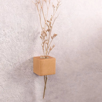 Natural Wood Floral Tube Vase