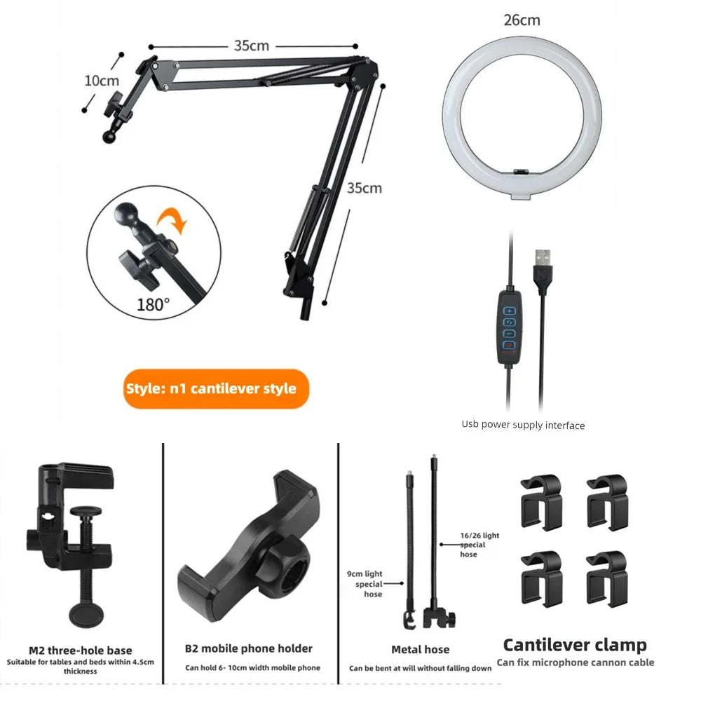 Portable LED Ring Light with Phone Mount