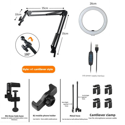 Portable LED Ring Light with Phone Mount