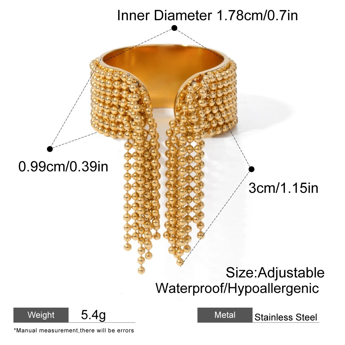 Luxurious Gold Drop Adjustable Cocktail Ring - Yeezlab