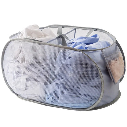 Collapsible Laundry Hamper with Pocket and Sturdy Frame